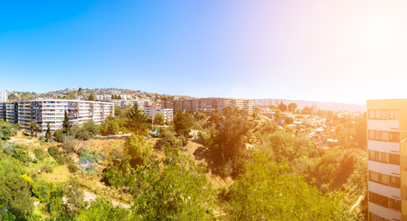 Panoramic view ofthe hill of Vina del Mar, Chileの写真素材