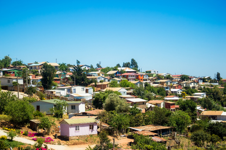 View of Valparaiso at sunny day, Chileの写真素材