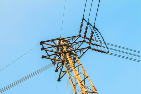 Electricity post  with the ble sky