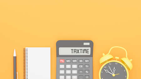 3d render of tax time concept with decoration