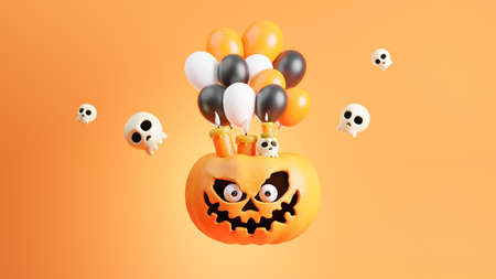 3d render of pumpkin at halloween day with decorationの写真素材
