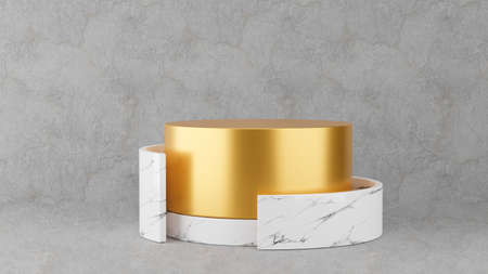 3d render of concrete podium with decorations for product presentationの写真素材