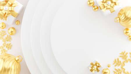 3d render of gold happy new year floating out of the gift boxの写真素材