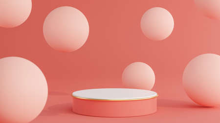 3d render of pink podium with sphere for product displayの写真素材