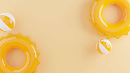 3d render of yellow podium with summer concept for product display