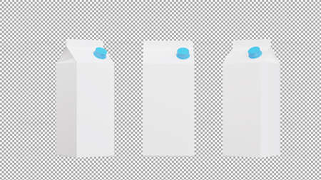realistic milk box isolate with transparent backgroundの写真素材