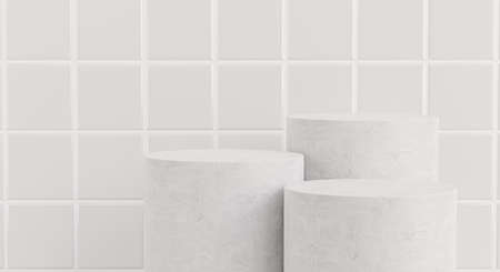 3d render of podium in bathroom for product display