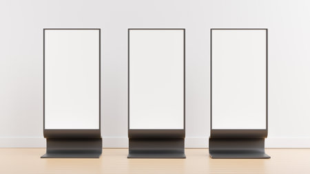 3d render of billboard in museum room for your mockupの写真素材