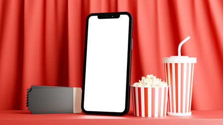 3d render of smartphone with cinema time for your mockup designの写真素材