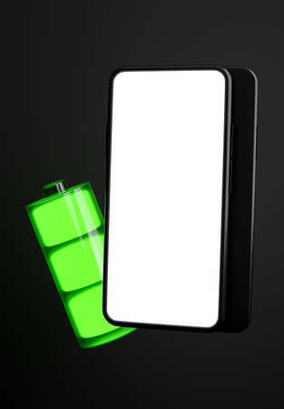 3d render of smartphone with full battery concept for your mockup designの写真素材
