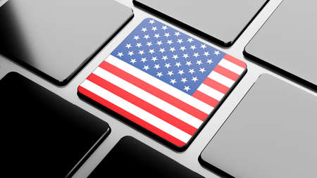 3d render of usa national flag on black keyboard for product displayの写真素材
