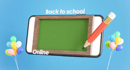 3d render of e-learning with back to school online concept for your product displayの写真素材