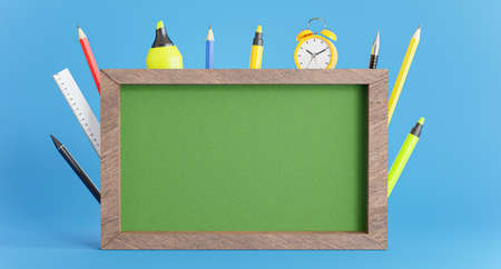 3d render of green board with back to school concept for your product display