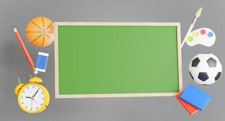 3d render of green board with back to school concept for your product displayの写真素材