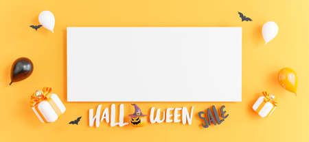 3d render of poster with halloween shopping sale concept for product display