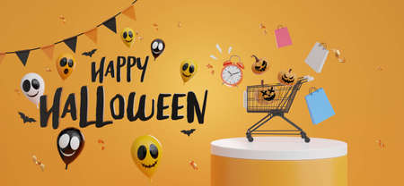3d render of happy halloween sale ,copy space for your product displayの写真素材