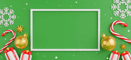 3d render of frame with merry christmas and happy new year concept for your product displayの写真素材