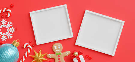 3d render of frame with merry christmas and happy new year concept for your product displayの写真素材