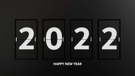3d render of happy new year 2022 with black flip board