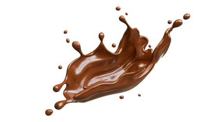 3d render of chocolate splashed on transparent backgroundの写真素材