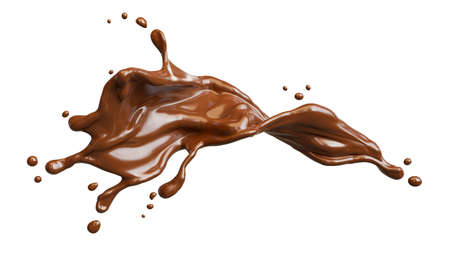 3d render of chocolate splashed on transparent backgroundの写真素材