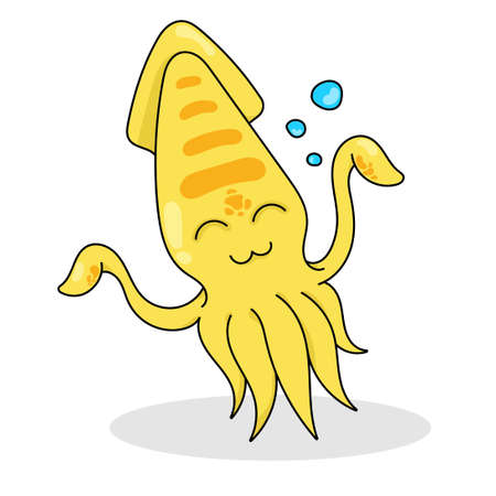 Character of Yellow Squid and octopus cartoon on white background,Drawing vector illustration.
のイラスト素材