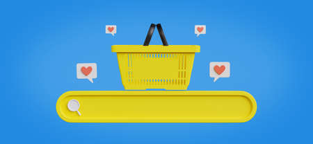 3d render of  yellow search bar with shopping online concept.の写真素材