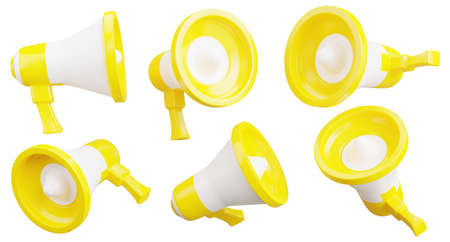 3d render of retro megaphone on white background
