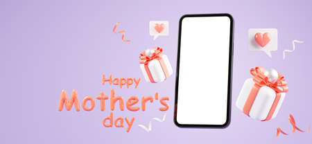 smartphone with shopping mother's day sale concept,3d rendering.