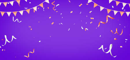 onfetti with flag garland on purple background,with clipping path,3d rendering.の写真素材
