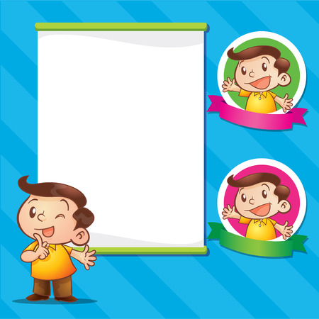 cute man actions presentingのイラスト素材