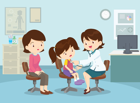 Healthcare concept.   Mother and her children  with doctor.のイラスト素材