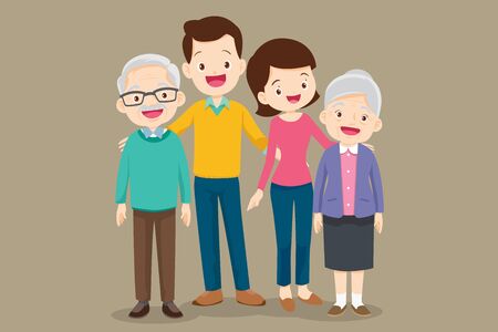 Big Family together. Group of people standing.woman, man, old man, senior woman,Father,...