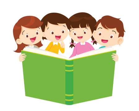 Happy kids and book.Children reading a book Back to School Conceptのイラスト素材