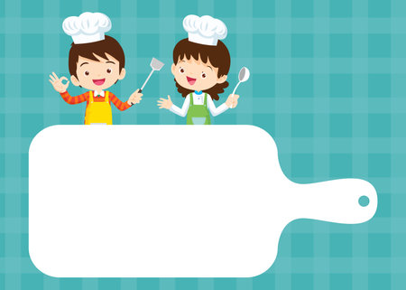 Chef Kids Cooking class design template.Cute little chef cooking meal menu,board,poster,banner,certificateのイラスト素材