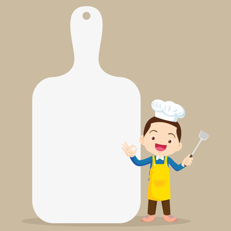 Chef Kids Cooking class design template.Cute little chef cooking meal menu,board,poster,banner,certificateのイラスト素材