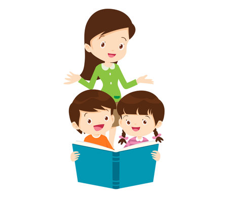 teacher with Boy and girls learning.children reading with Back to School Concept educationのイラスト素材