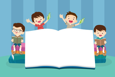 teacher with Boy and girls learning.children reading with Back to School Concept educationのイラスト素材