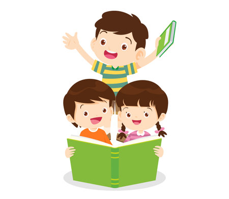teacher with Boy and girls learning.children reading with Back to School Concept educationのイラスト素材