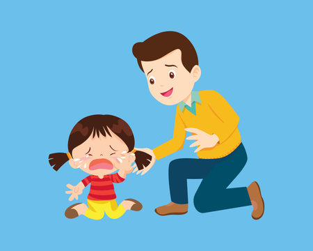 Comforting sad children with parent or teacherのイラスト素材