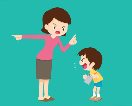 parent angry scold to kid addicted phoneのイラスト素材