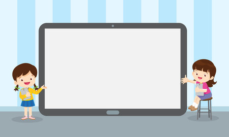 kids on online learning education coursesのイラスト素材