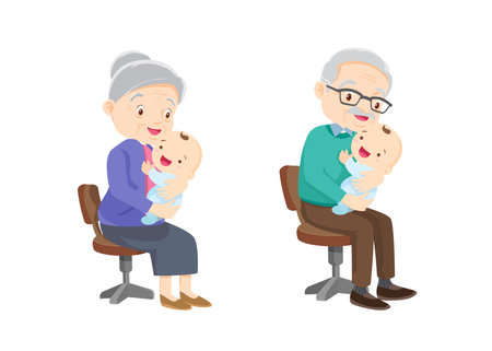 grandparent holding baby in armsのイラスト素材