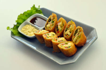 A salad of spring rollsの写真素材