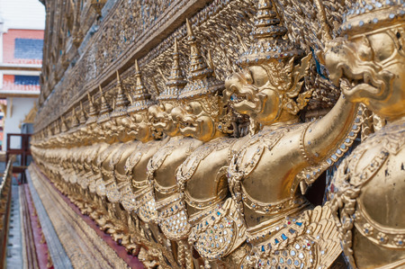 Wat Phra Kaeo, Temple of the Emerald Buddha and the home of the Thai King. Wat Phra Kaeo is one of Bangkok's most famous tourist sites and it was built in 1782 at Bangkok, Thailand.の写真素材
