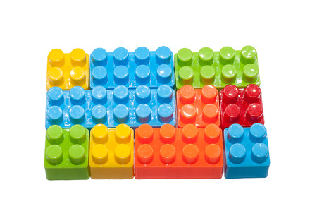 colorful children's toys,Plastic building blocks.の写真素材
