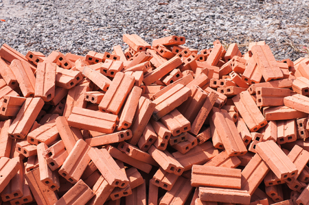 Pile of assorted bricks for buildingの写真素材