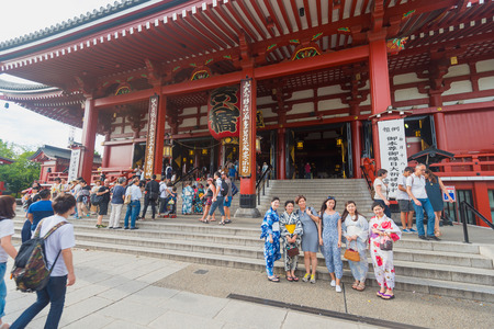 Tokyo, Japan - August 8, 2016: Tourist visit Sensoji Temple. The temple is the symbol of Asakusa and the oldest in all of Tokyoのeditorial素材