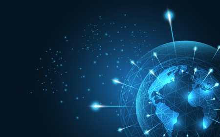 Global network connection World map abstract technology background global business innovation conceptのイラスト素材