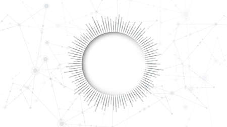 Grey white Abstract technology background with various technology elements Hi-tech communication concept innovation background Circle empty space for your textのイラスト素材